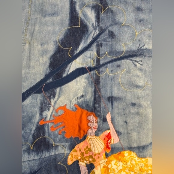 Serendipity Vintage Hand Embroidered Dyed Denim Dress.In Museum Collection.SZ L - Picture 12 of 16